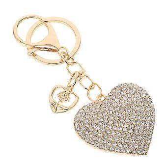 Cute Rhinestone Heart Keychain Decorative Key Ring Pendant For Handbag Bling Keychain For Women Heart Shaped Keychain For Backpack