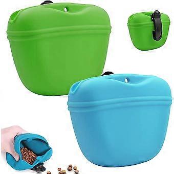 2 Pack Portable Silicone Pet Treat Bags - Lightweight, Easy Clean, Magnetic Closure for Outdoor Adventures & Training