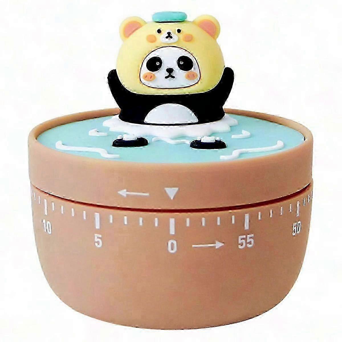 60 Min Mechanical Kitchen Timer Panda Bathroom Manual Cooking Baking Timer for Kids