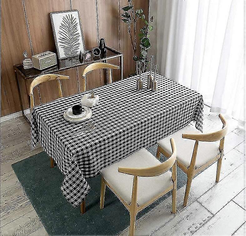 Sunrain Checkered Tablecloth Rectangle - Stain Resistant, Waterproof Table Cloth
