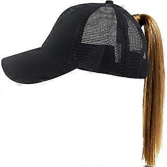 Women's Ponytail Baseball Cap Messy High Bun Adjustable Plain Trucker Dad Hat