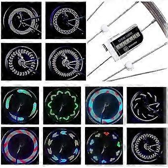 Led Bike Spoke Lights - A12 Imperméable à l’eau Cool Bicycle Wheel Light, Safety Tire Lights pour enfants Adultes, Très lumineux, Auto Manual Dual Switch, 30 Patter