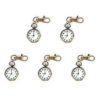 5X Bronze Color Round Pendant Quartz Watch Pocket Keyring Ladies Kids Watch Watch Xmas