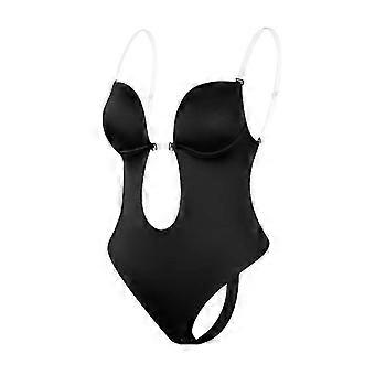 SNDO-Deep V-Neck Shapewear Body Shaper Women's Sheer Straps Padded Push-up Corset