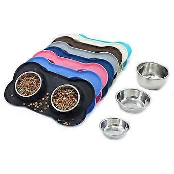 Hund Skåle rustfrit stål vand og food feeder med ikke spill skid resistente silikonemåtte til kæledyr Hvalp Små Mellemstore Hunde