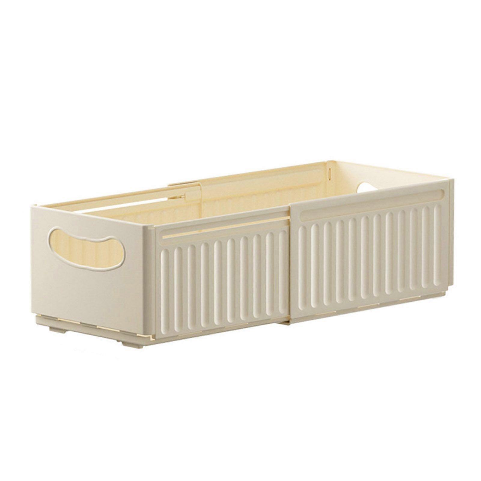 Foldable Storage Bin Expandable Box with Handle Stackable Design Easy Access Drawer Organizers Separator Makeup Holder