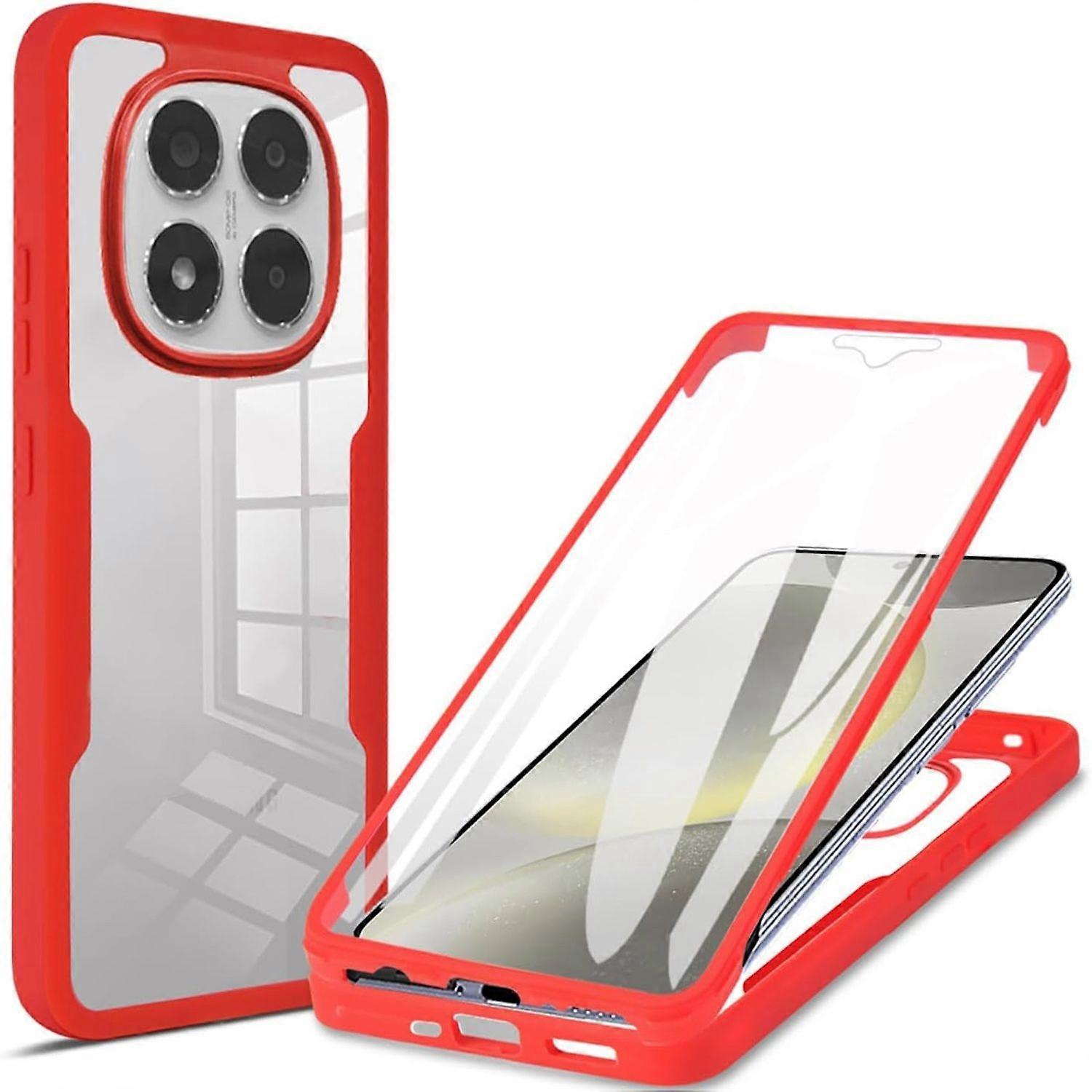 For Xiaomi Redmi Note 14 Pro / Pro Plus 5G Full Cover Acrylic TPU Case Red