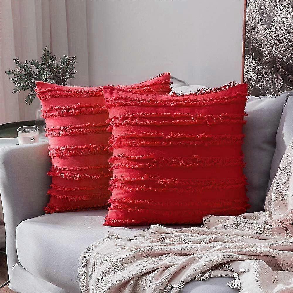 Two cotton and linen floral-patterned throw pillowcases (without insert) 26-27