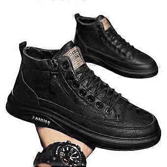 2026 new Breathable non-slip high-top chef shoes for men, trendy and versatile black leather shoes, casual shoes and sneakers