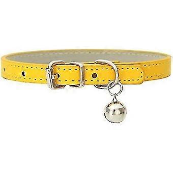 Fashionable Leather Adjustable Collar With Bells For Kittens (yellow)