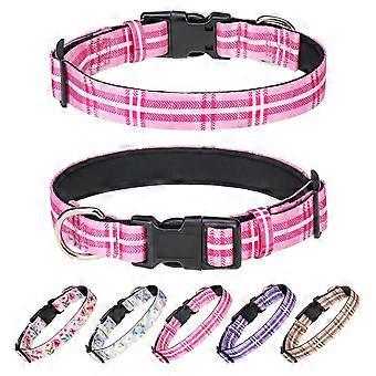 Blommiga hundhalsband för valpar små medelstora hundar, vårblommiga fina mönster tik hane husdjurshalsband, starkt spänne justerbart sött vadderat grundläggande