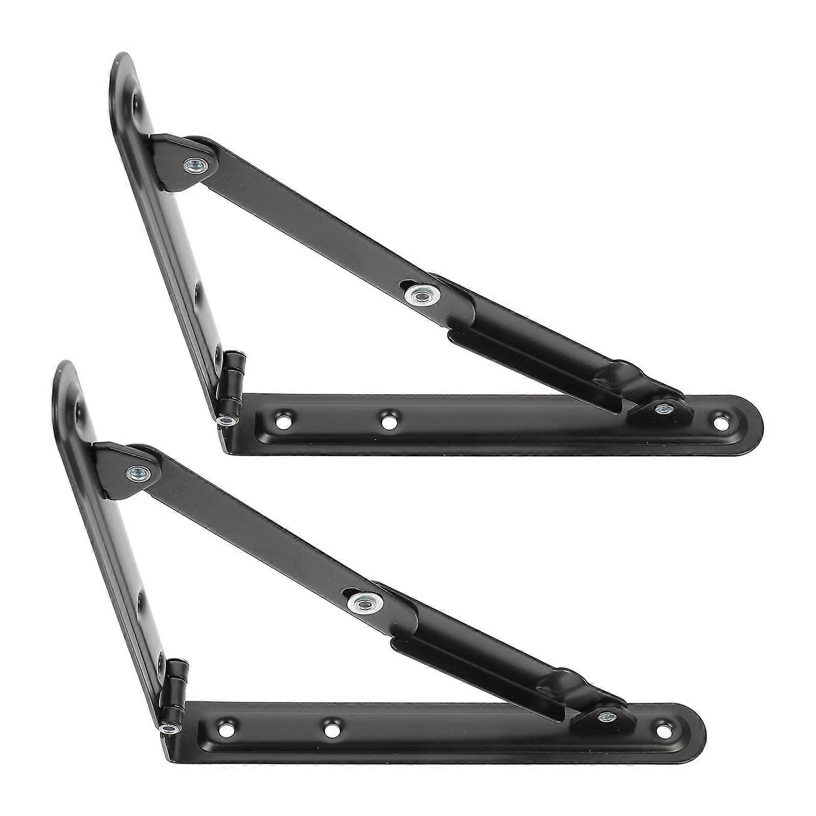 2pcs Wall Bracket Hinges Black Folding Brackets Collapsible Support Brackets