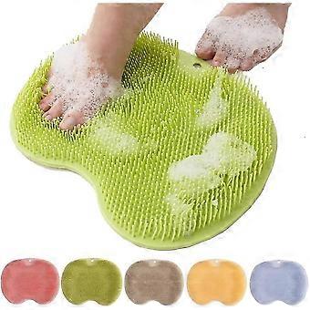 Tapis de douche exfoliant pour les pieds avec ventouses antidérapantes, tapis de nettoyage pour le dos et le pied, tapis de bain exfoliant, fixation murale par ventouses.
