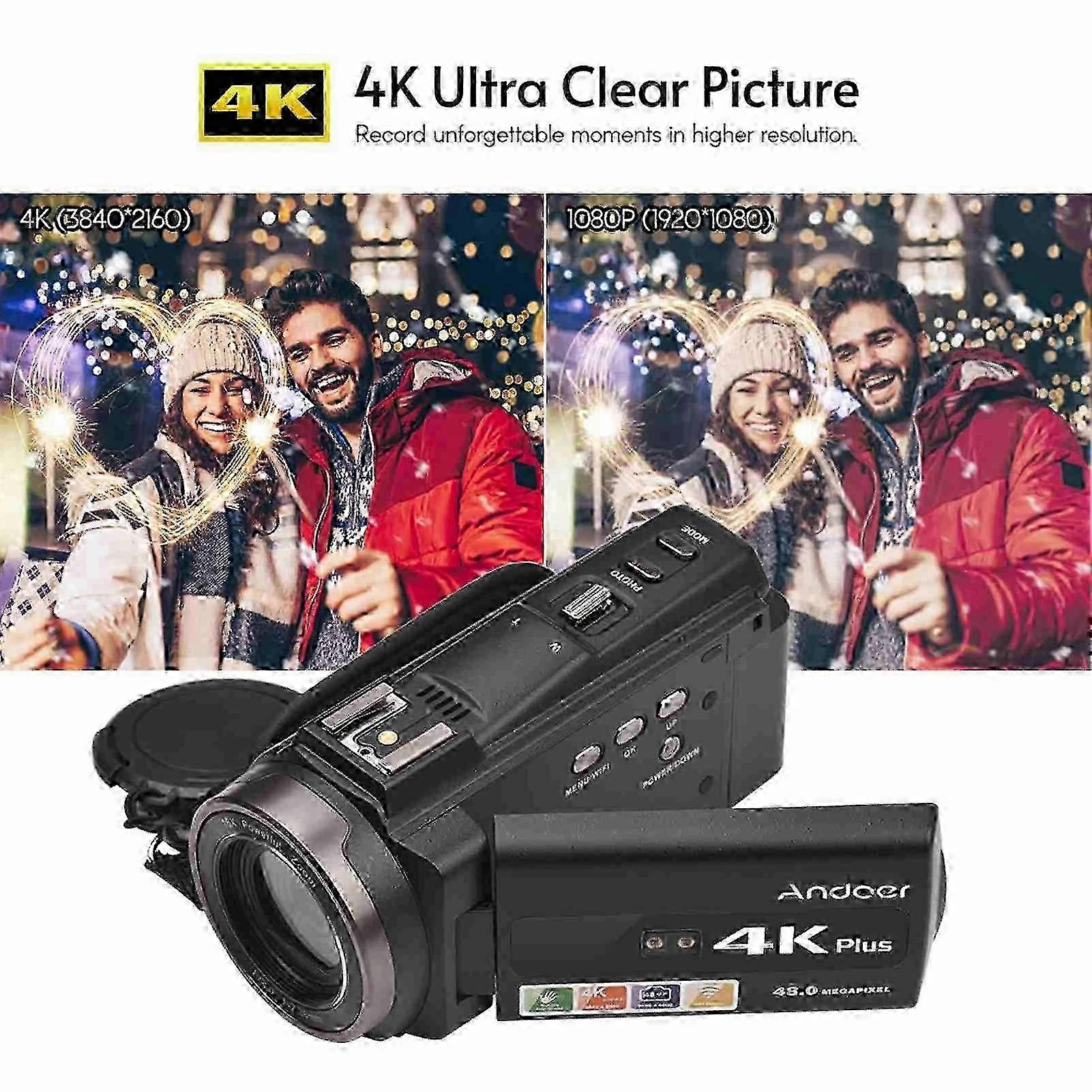 Videocamera 4K/60FPS con microfono e visione notturna - Videocamera professionale