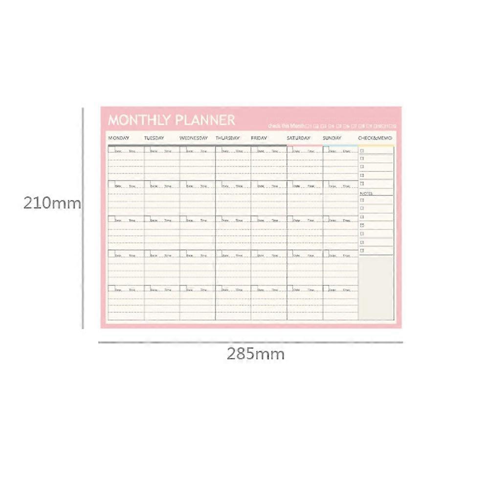 Monthly Plan Memo Notepad for Note Taking 2Pcs Pink Office Supply