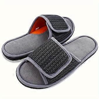 Men's Open-Toe Indoor Slippers, Solid Color Breathable Non-Slip Comfortable Durable Casual Style