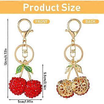 Rhinestone Cherry Keychain Cute Sparkling Fruit Cherry Bag Charms Red Red