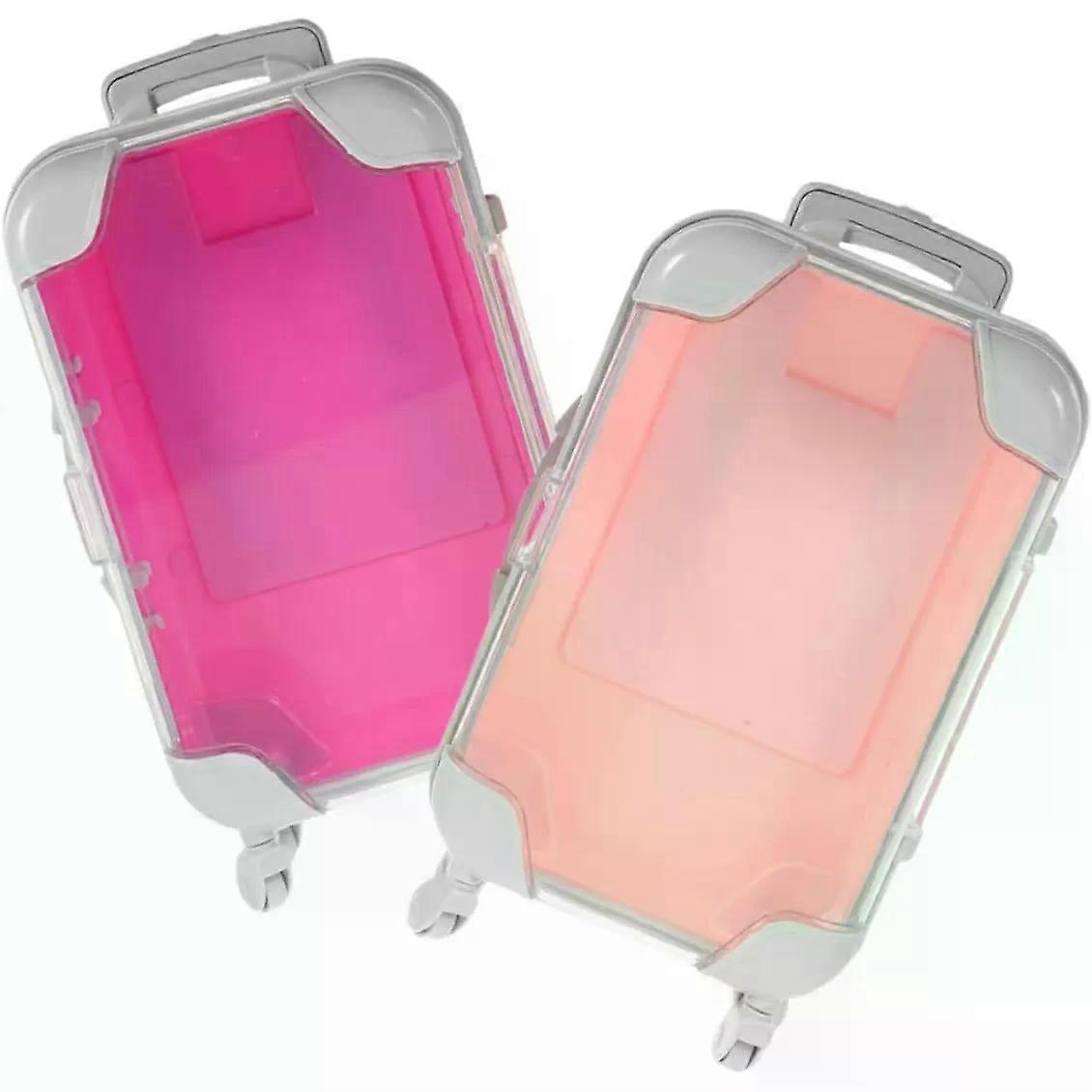 2pcs Small Makeup Suitcase Portable ABS Carrying Case for False Eyelashes