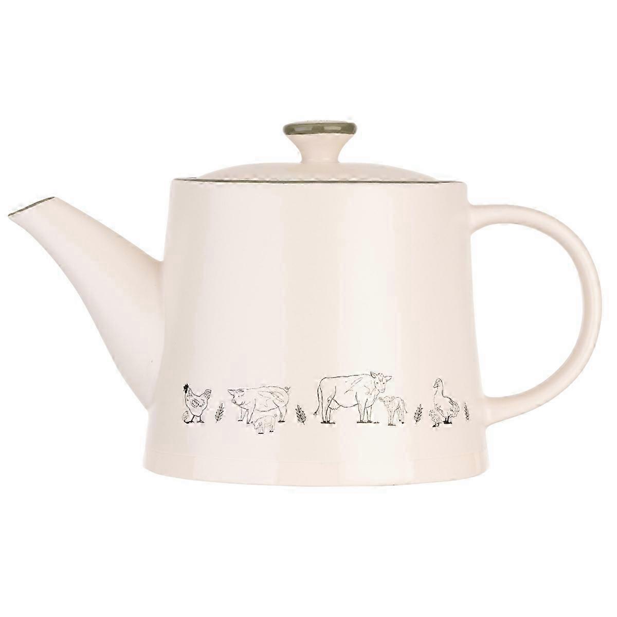 Ceramic Teapot With Illustrative Decals