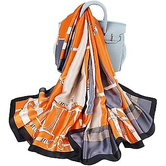 Womens 100% Large Mulberry Silk Scarf Long Satin Scarf Fashion Designer Scarf Lightweight Wraps, 2022423-11