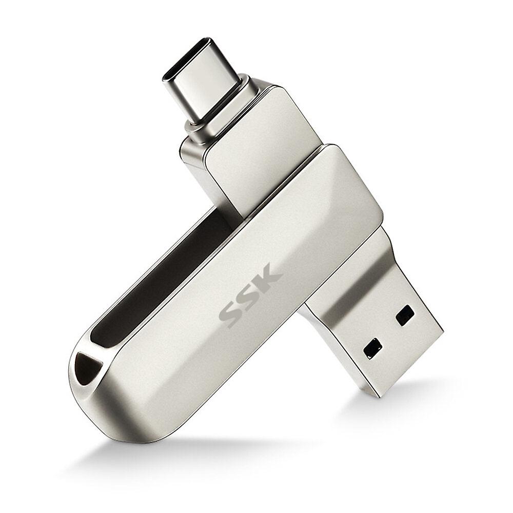 GreenZech 2 en 1 Type-c Usb 3.0 Clé USB 360 Rotation Alliage de Zinc Disque USB 32g 64g 128g 256g Cl