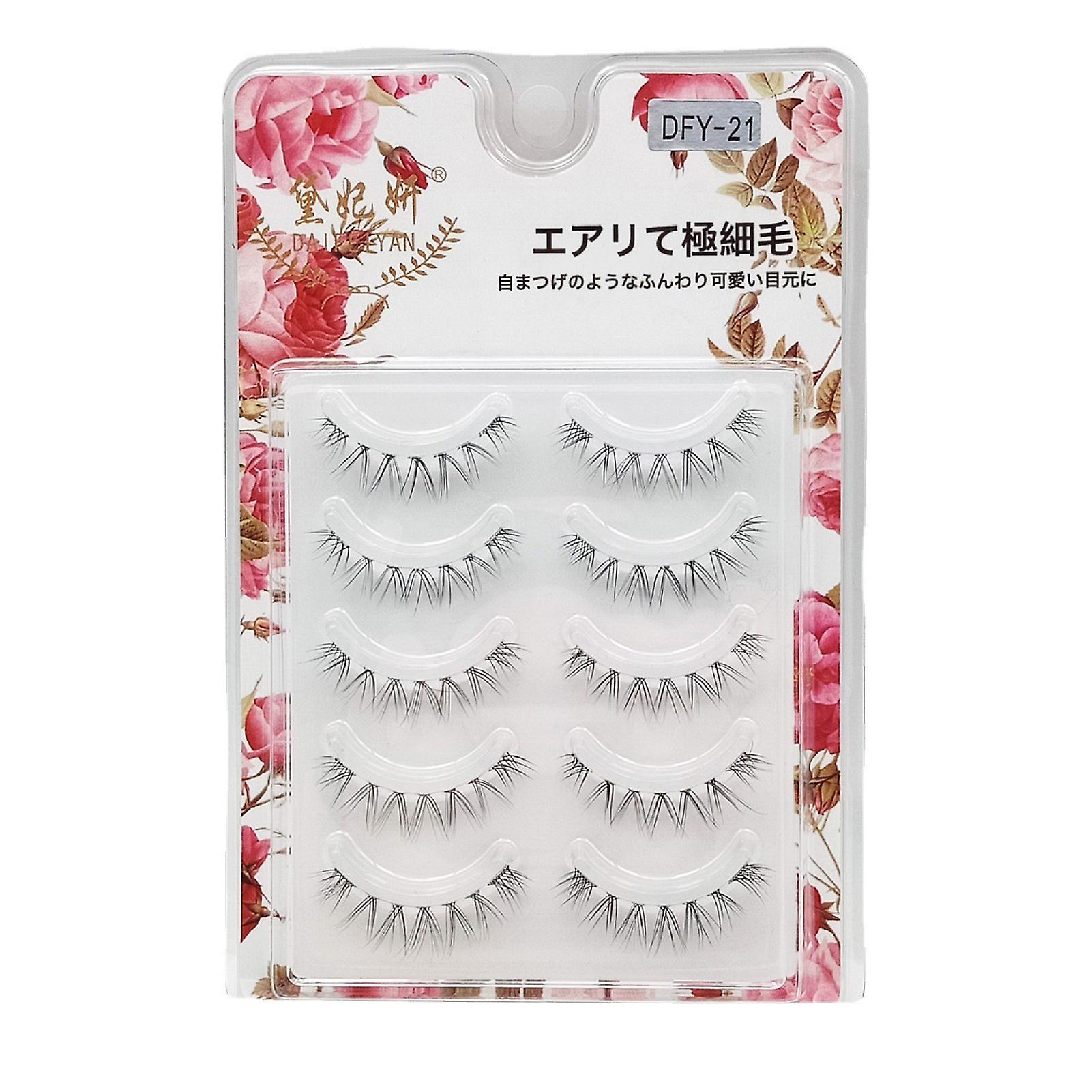 5 Pairs V-shaped Slim Wispy Eyelashes Soft Com