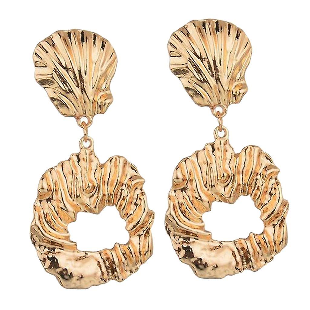 Irregular Round Drop Dangle Earrings Statement Punk Ear Studs Golden
