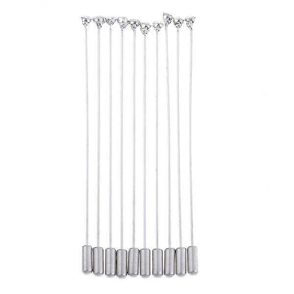 4x10pcs Crystal Clutch Stick Pin Base Brooch Glue on Collar Pin 96mm
