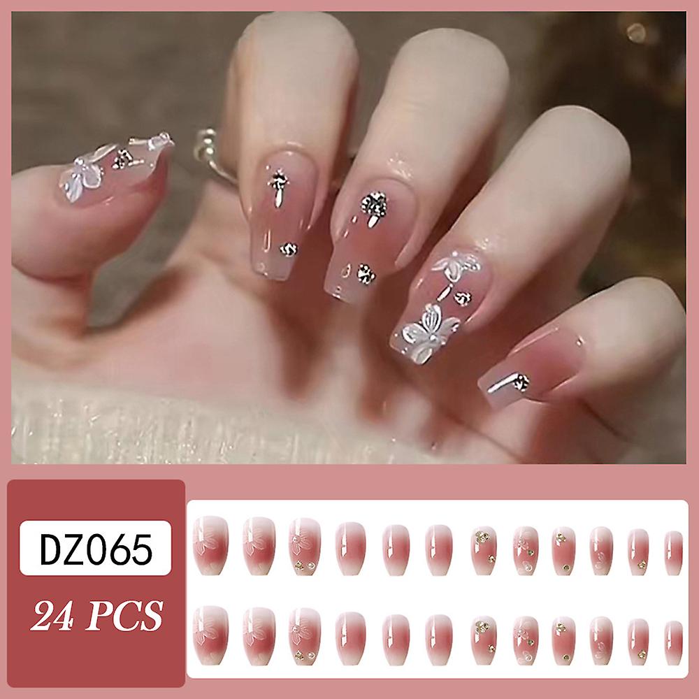 Shiny Artificial Nail Coffinsolid Color False Nail With Adhesive