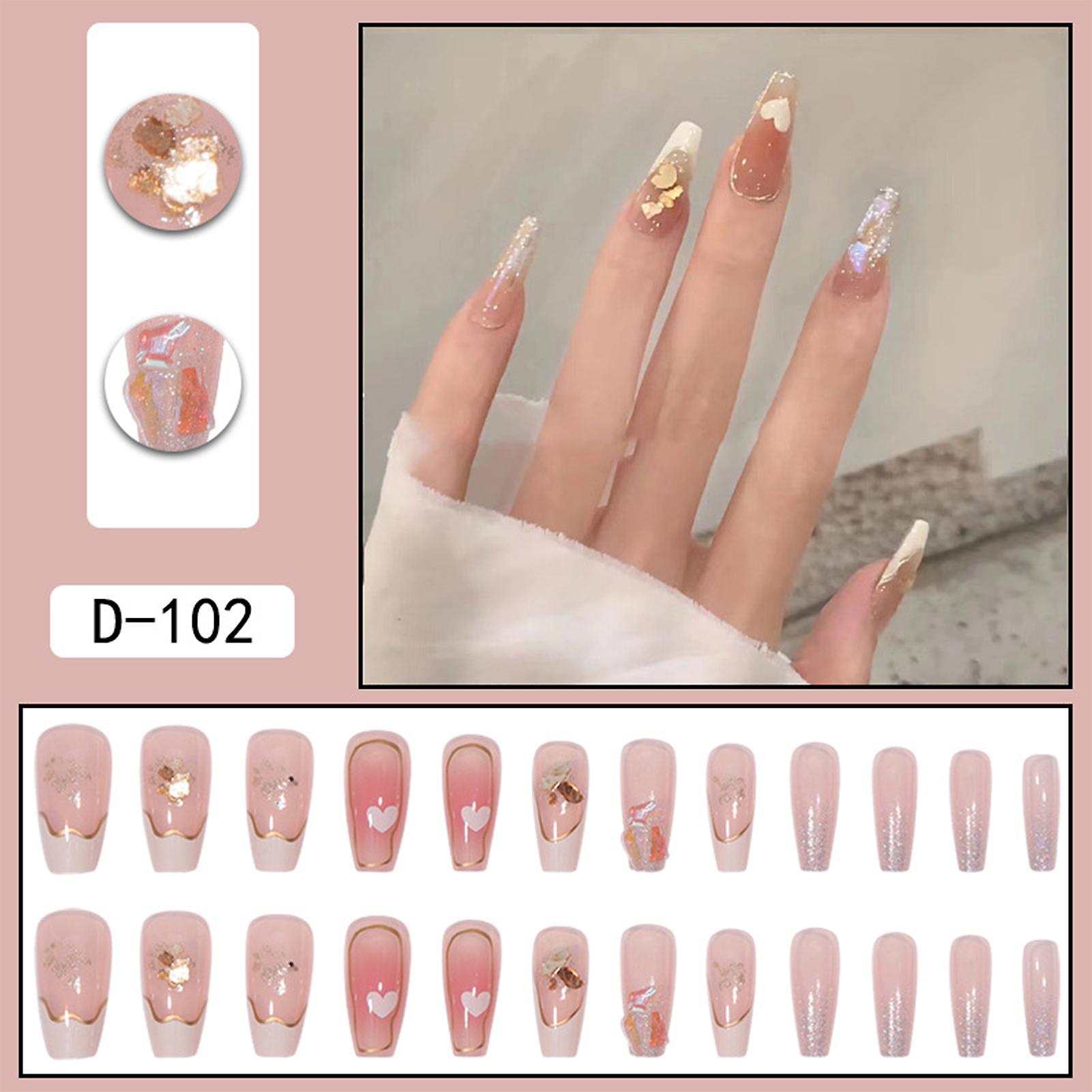 Flash Diamond Long Fake Nails Chip-proof Smudge-proof Fake Nails