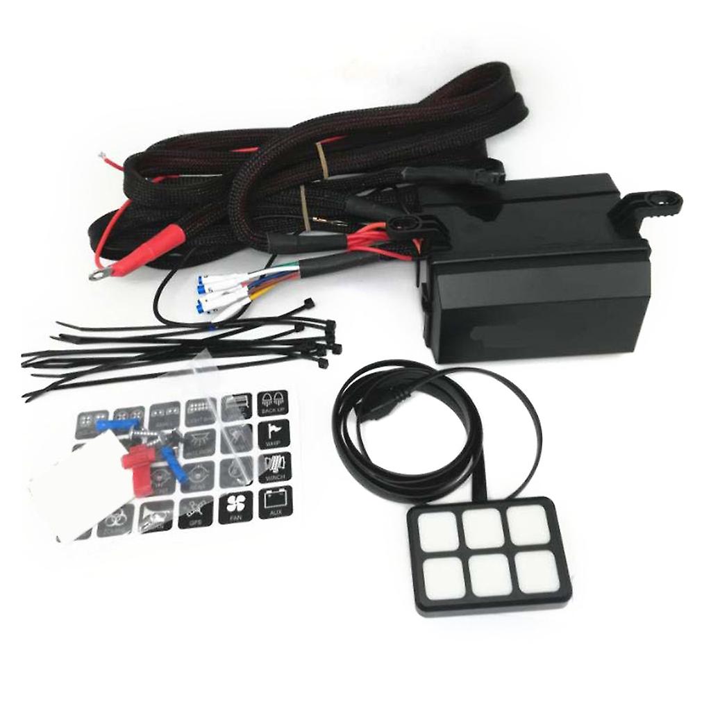 Car 6 Gang Switch Panel Kit 12V/24V Universal with Automatic Dimmable On-Off Toggle Switch Panel Electronic RelaysSystem