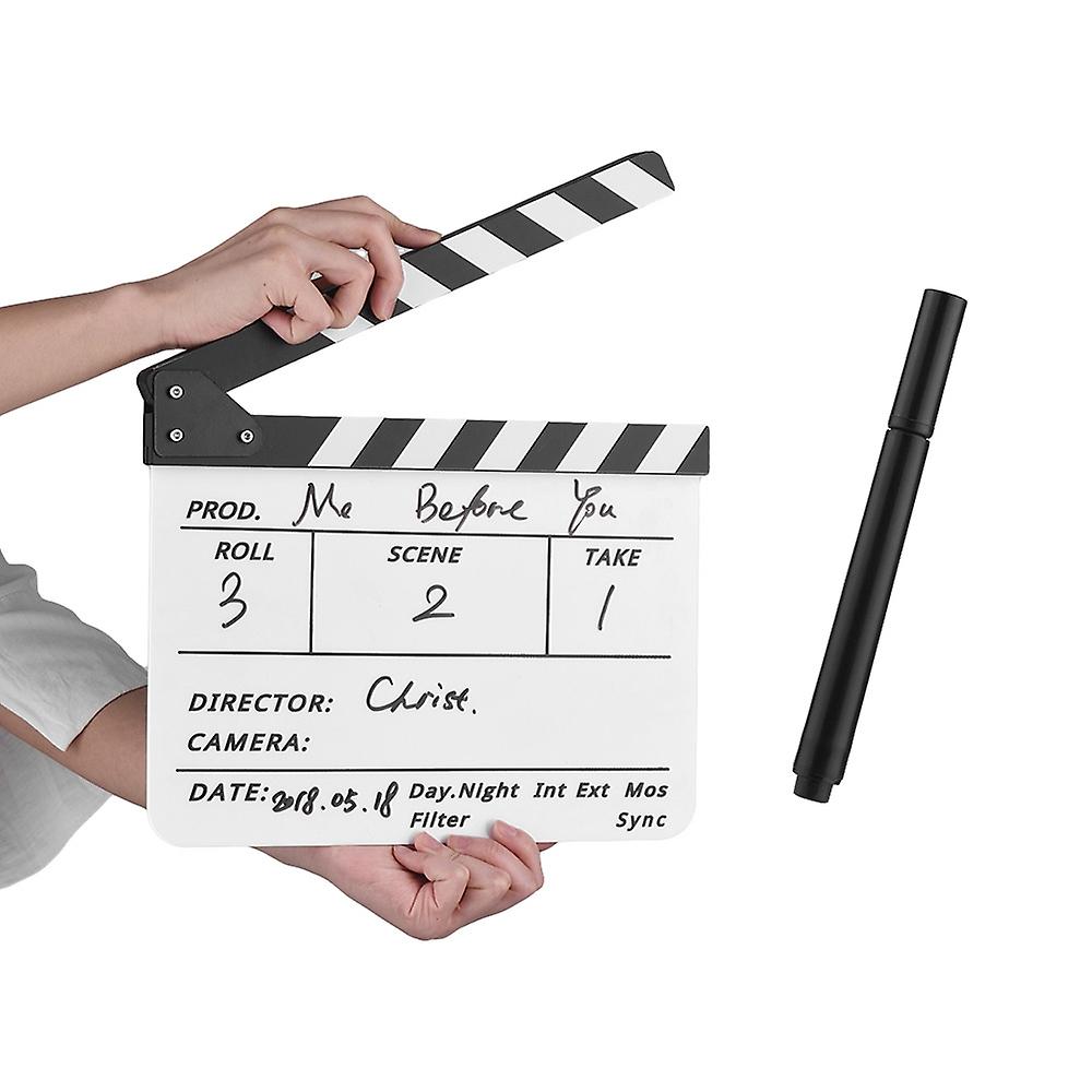 Dry Erase Acrylic Director Film Clapboard Movie TV Cut Action Scene Clapper Board Slate with Marker