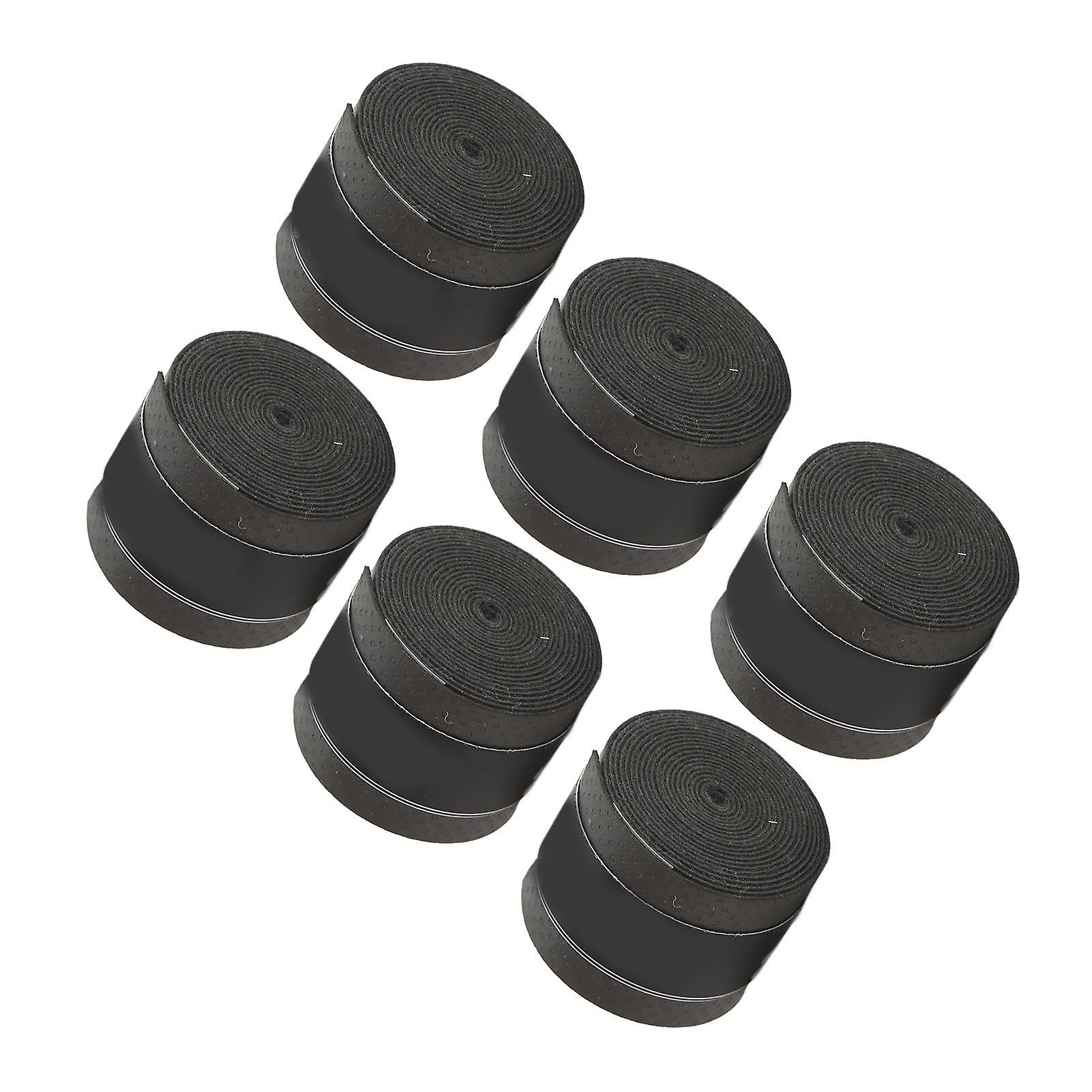 6Pcs Tennis Racket Grip Tape PU Frosted Anti Skid Sweat Absorption Badminton Racket Tape Tennis Racket Tape Black
