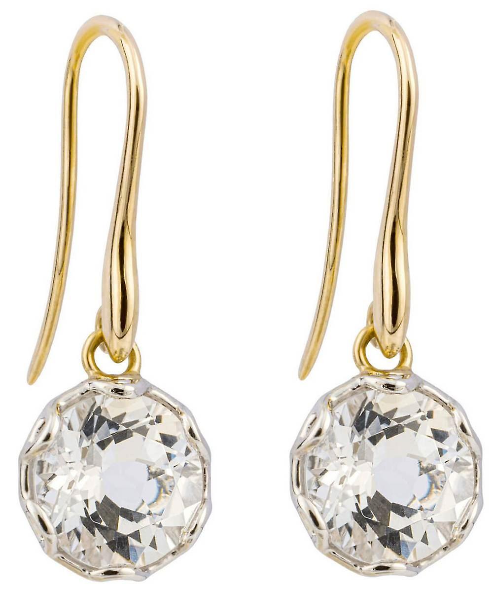 Elements Gold Round Topaz Drop Earrings - Gold/White
