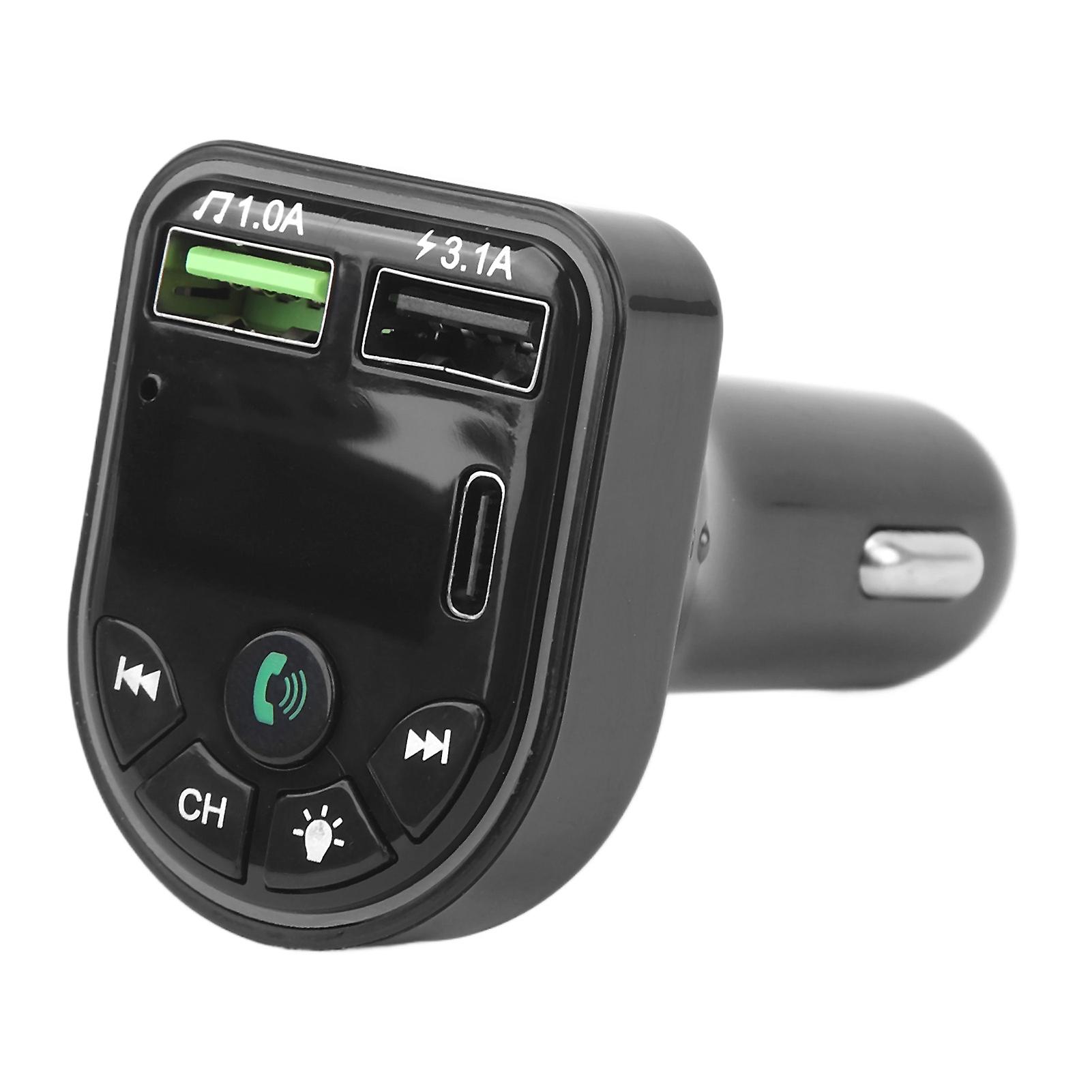 Car Bluetooth Transmitter USB DC12V‑24V 7 Colors Lights Universal Bluetooth 5.0 Wireless Radio Adapter Car Kit