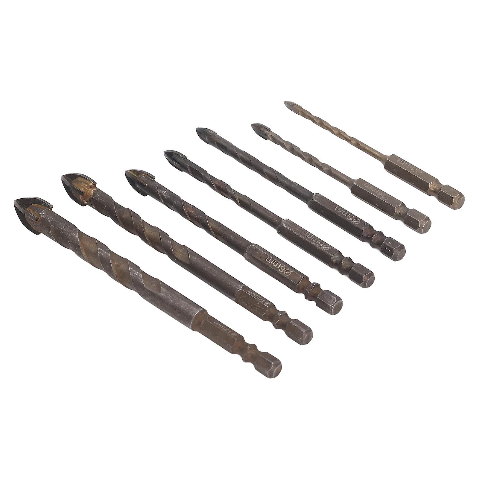 7-Piece Cemented Carbide Hex Drill Bit Set for Tile & Wood