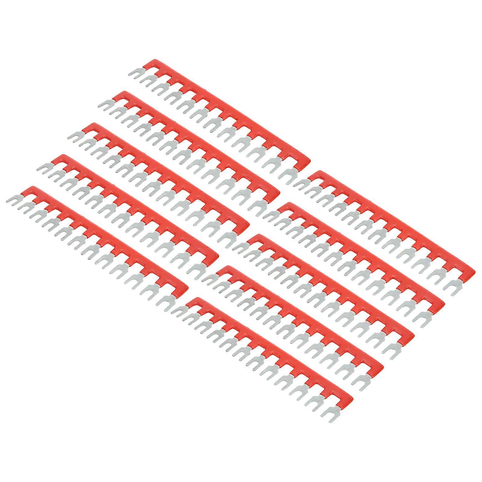 10pcs Barrier Fork Type Stripe 400V 25A PVC Sheath Copper Material TB Jumper Block Terminal Strips for Household Appliances TB 2512