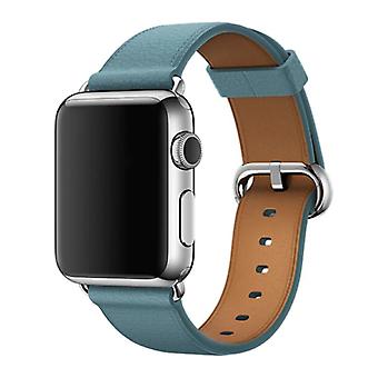 Stuff Certified® Leather Strap for iWatch 38mm - Bracelet Wristband Durable Leather Watchband Stainless Steel Clasp Blue
