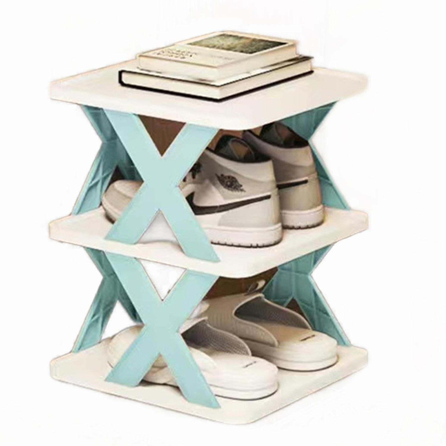 Plastic shoe rack stackable DIY free combination layered shoe storage box suitable for entrance corr