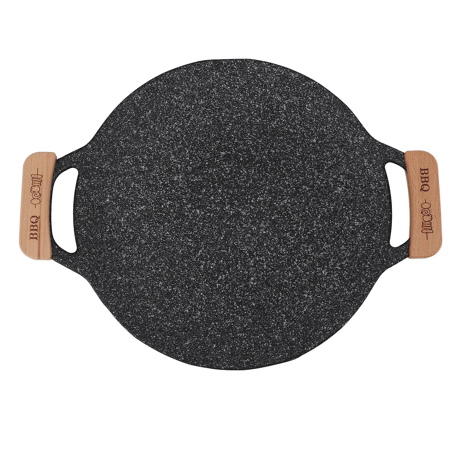 Round BBQ Grill Pan Metal Nonstick Grill Barbecue Plate Multifunctional Circular Frying Pan for Outdoor Camping M