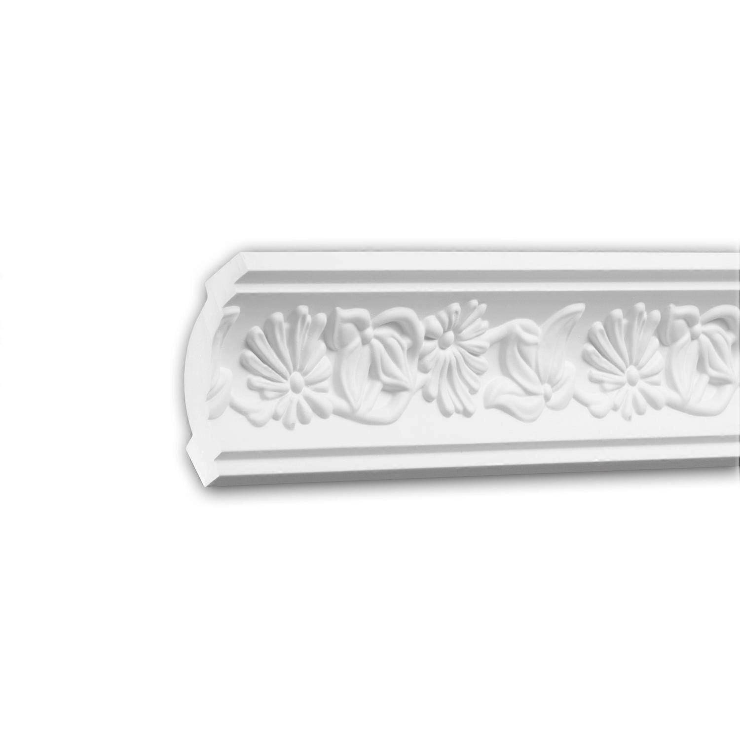 Profhome Decor 1 x Cornice moulding 150188F Profhome white Polyurethane pre-primed lightweight, sturdy, dimensionally stable