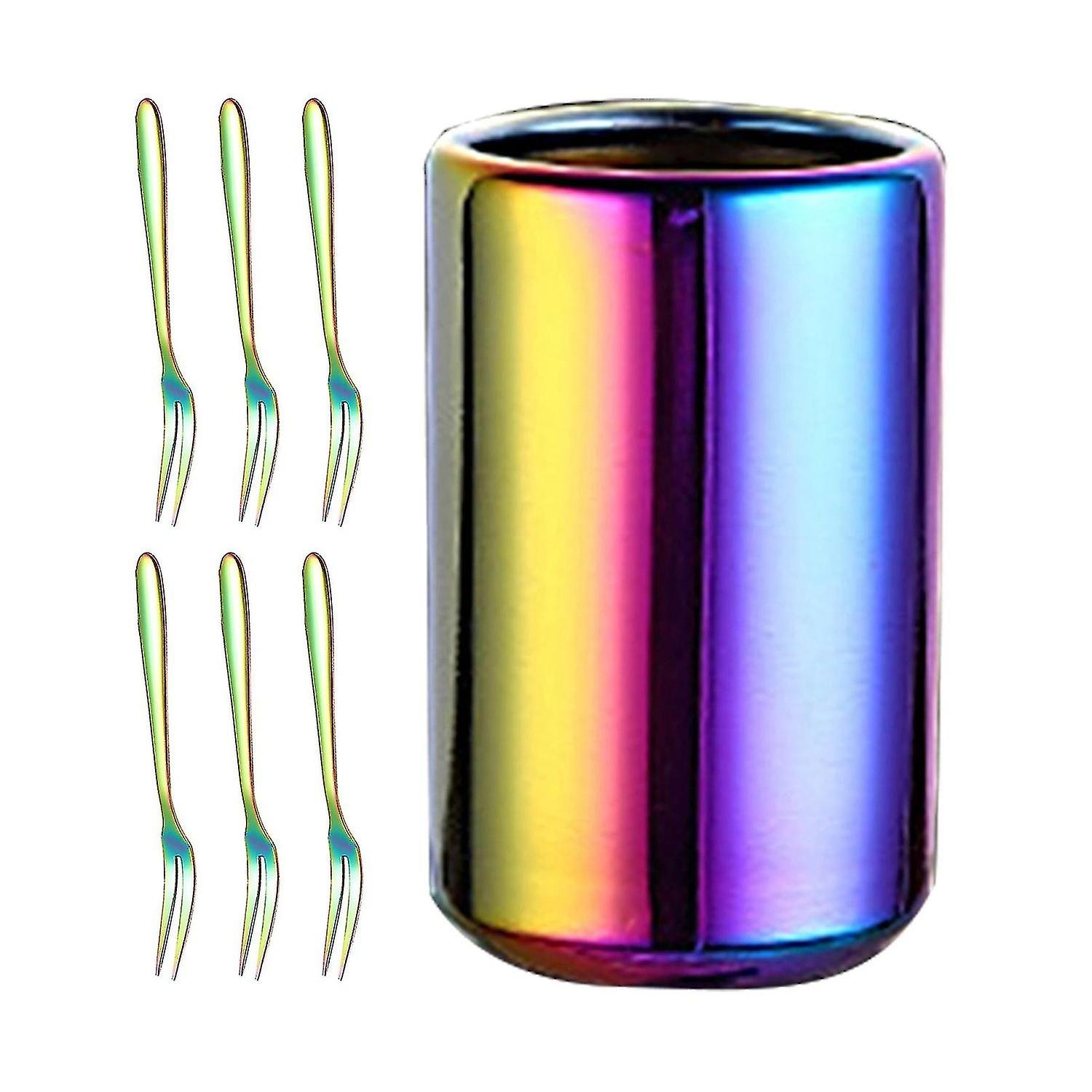 1 Set Dessert Fork Food Grade Rust-proof Stainless Steel Appetizer Fruit Fork With Storage Box Set F