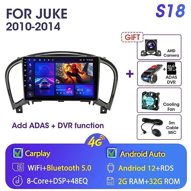 Jmcq 9" 4g Carplay 2din Android 12.0 Car Radio Multimedia Video Player Gps Navigation For Nissan Juke Yf15 2010-2014 Head Unit