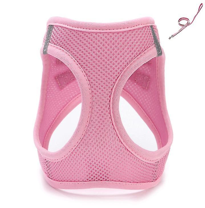 小型犬、中型および大Az17342のためのリーシュ付きXl 34-41cmピンク通気性ペット牽引ベスト