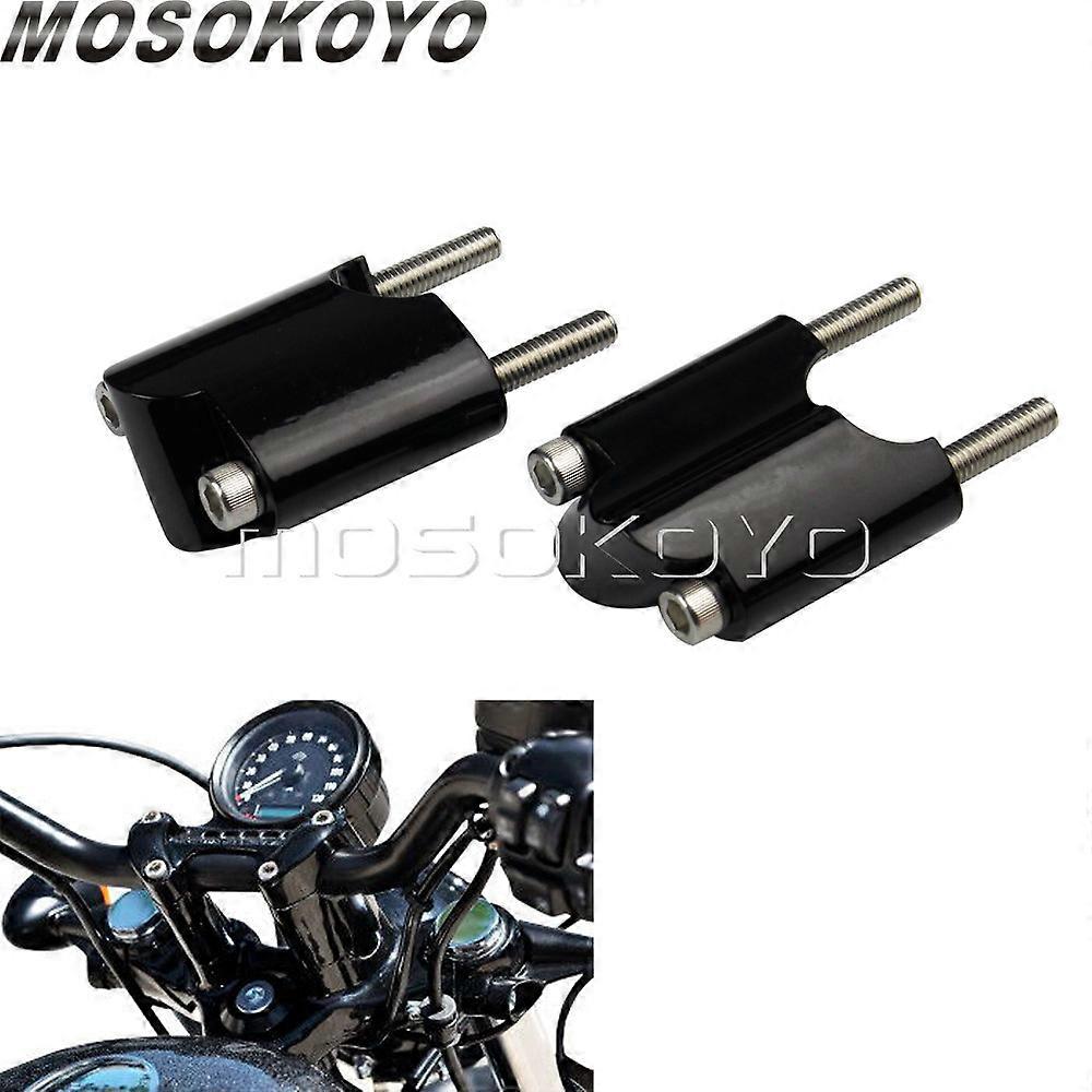 2 Rise CNC Aluminum Black 1 Handlebar Riser 50mm Handlebar Mount Extension Block for Harley Sportster XL1200 XL48 48 2010-UP