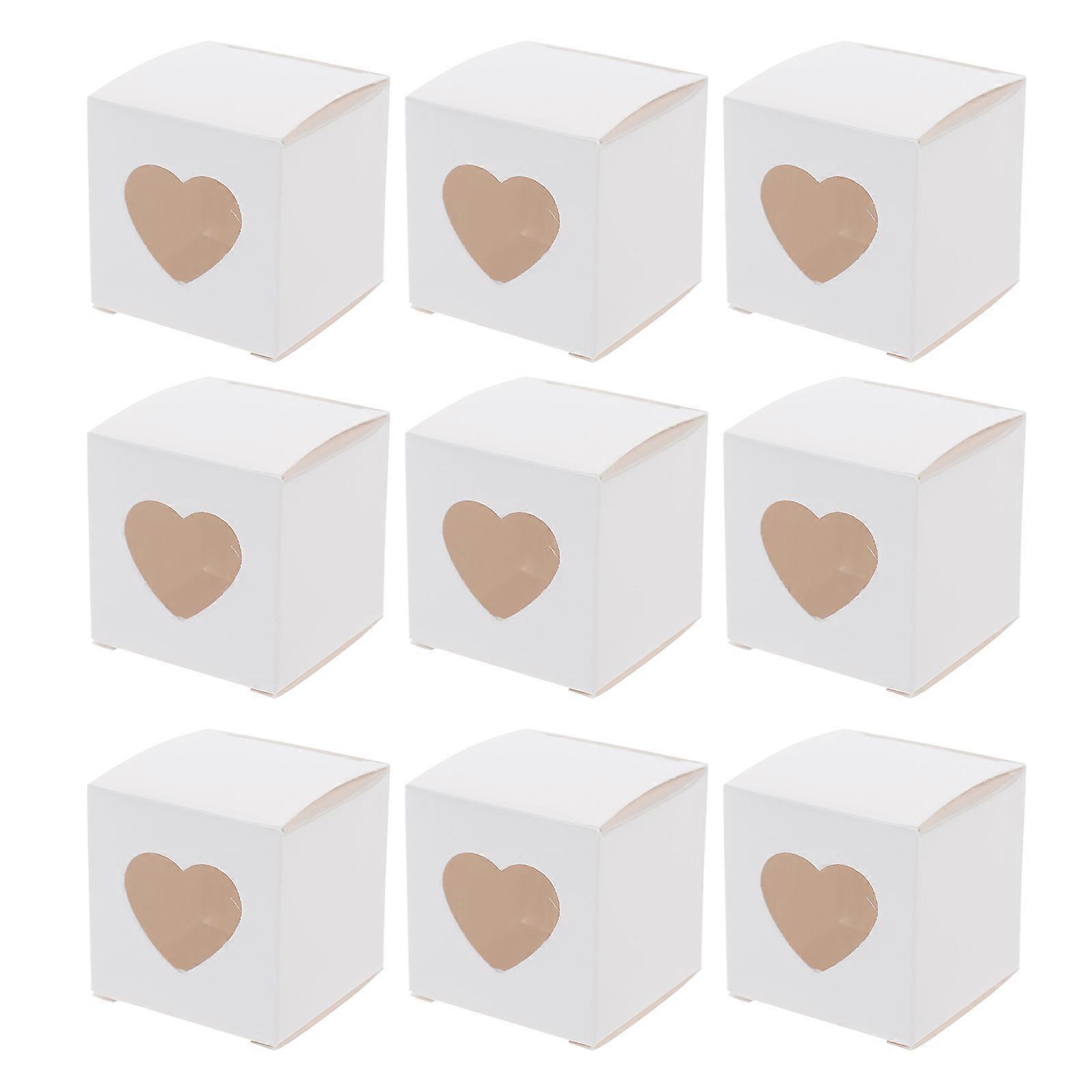 1 Set 50 Pcs PVC Wedding Candy Boxes with Heart-shaped Clear Window (White)