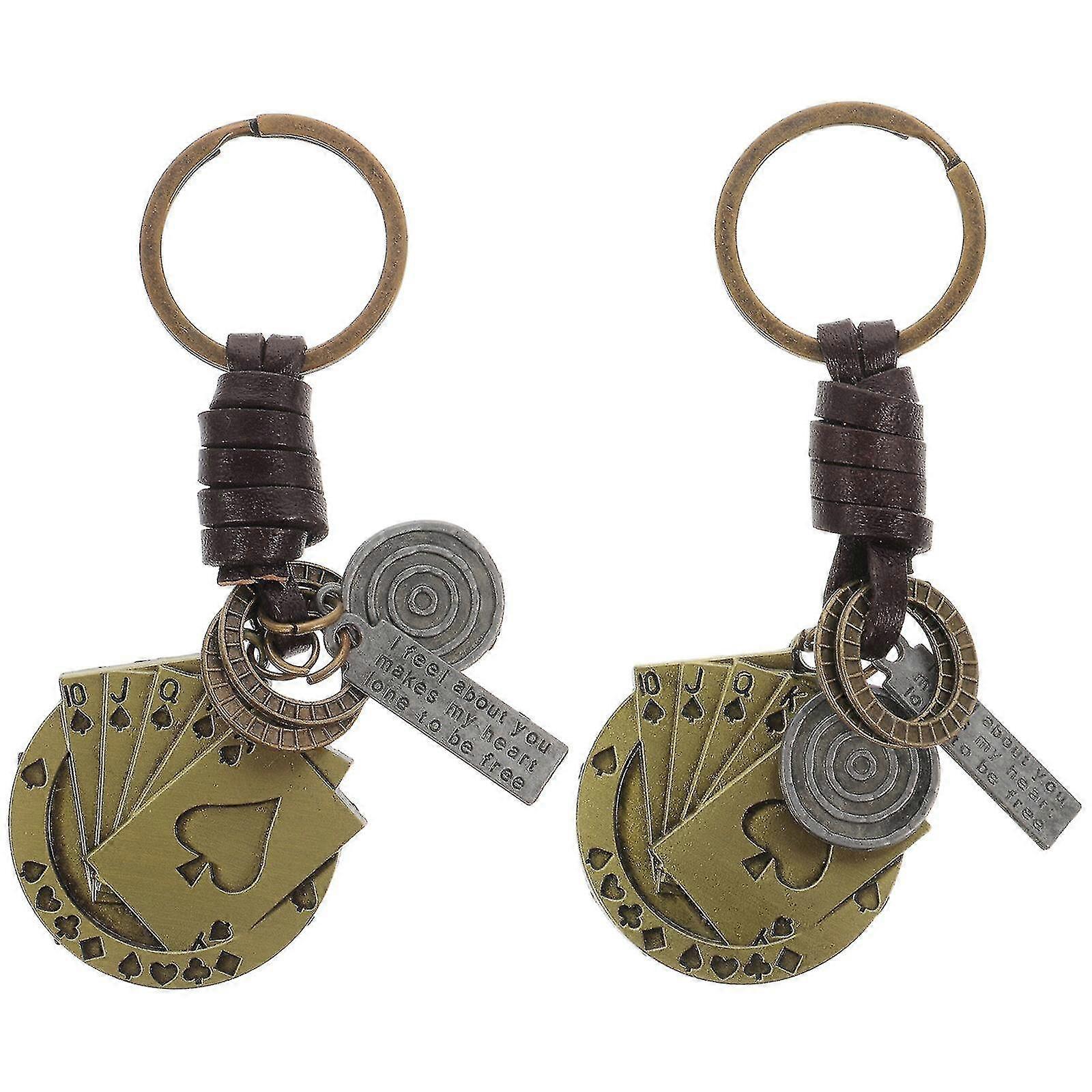 2pcs Poker Keychain Vintage Keychain Creative Keychain Car Key Chain Hanging Ornament