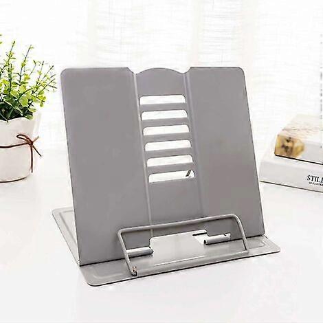 Metal Reading Rack, Adjustable Cookbook Stand, Folding Book Stand for Tablet, Recipes, Textbooks, Sheet Music gray)