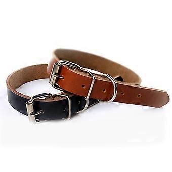 Super Soft Genuine Genuine Leather Dog Collar for Small, Medium and Extra Large Breed Dog Collars (Brown)