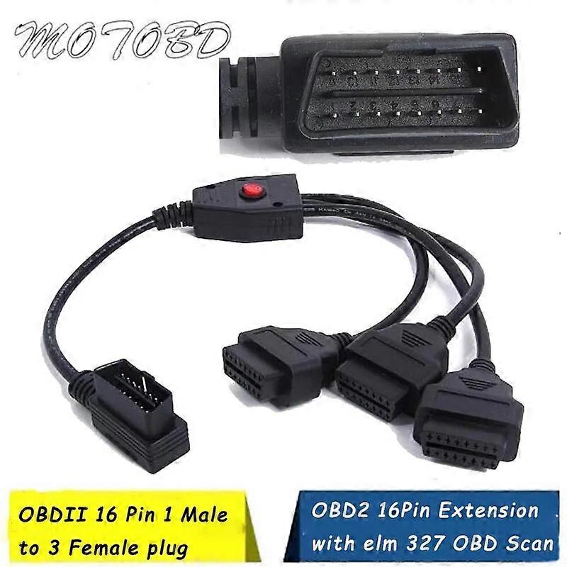 Red Switch 16 Pin OBDii OBD 3 Splitter Extension Cable One Male To Three Female Cable OBD2 Splitter Extension for ELM327 Icar2 ST1M990